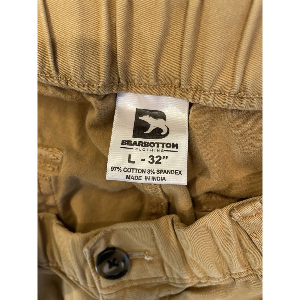 Bearbottom Cargo Joggers Men Large 32 Tan Khaki Brown Stretch Pants Outdoor READ - Picture 4 of 8